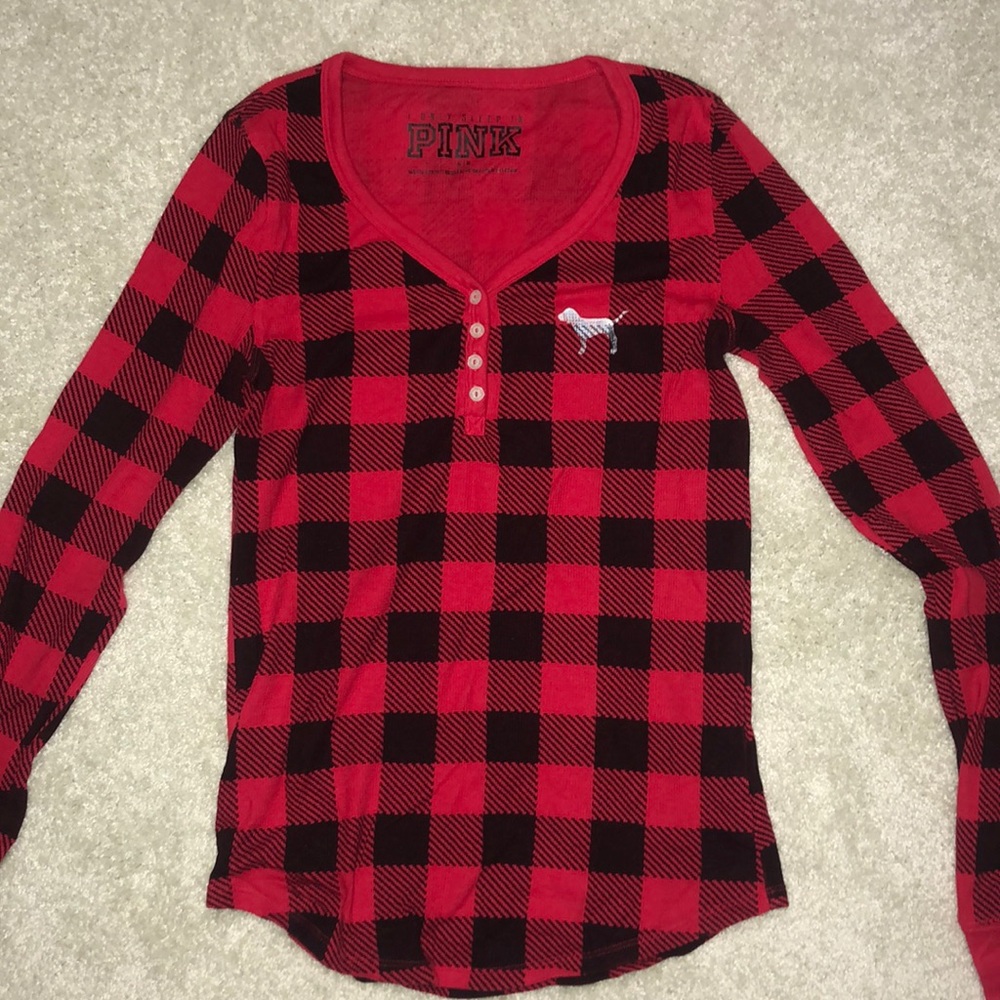 PINK xmas pajama top, longsleeve